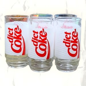 Rare Vintage Diet Coke Glass Lot of 5